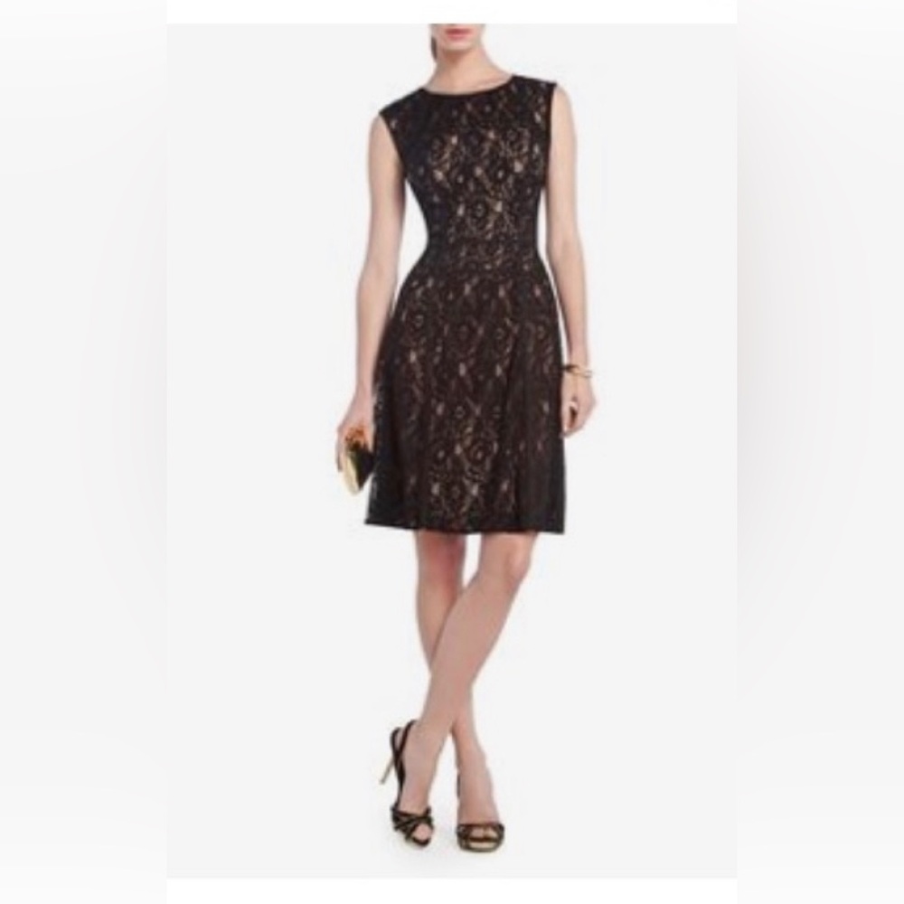BCBG black lace midi dress